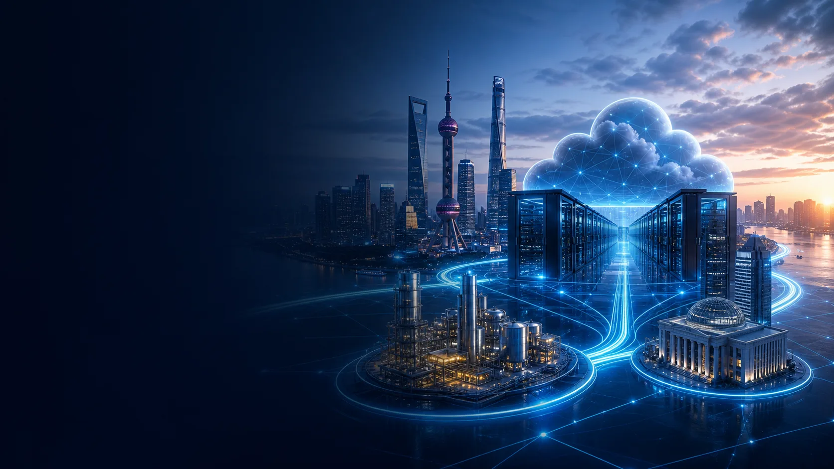 Visual of connecting industry and digital technology
